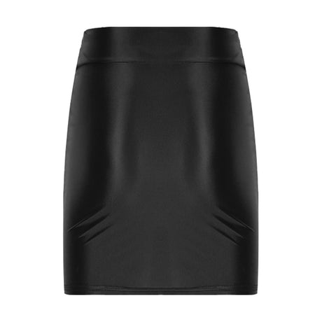 Womens Glossy Two-piece Outfit Oil Shiny Smooth High Waist Mini Skirt with Tank Top Nightclub Rave Outfit Pole Dancing Clubwear
