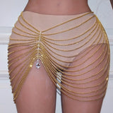 Sexy Shiny Tassel Crystal Waist Chain Women's Jewelry Fashion Luxury Nightclub Bridal Party Water Drop Pendant Body Chain