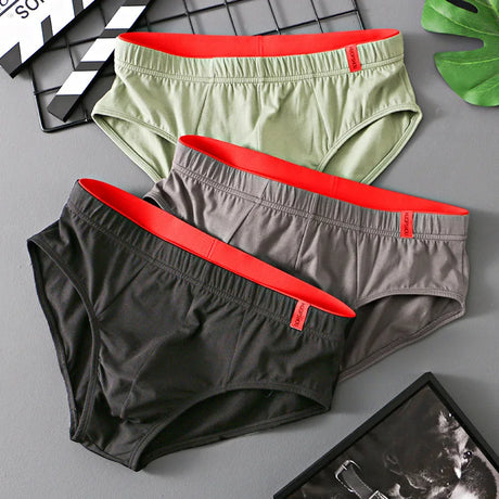 1/3 PCS Solid Cotton Briefs Men's Convex Pouch Panties Youth Fasion Low Rise Breathable Men's Comfortable Underwear Solid Color