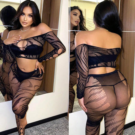 Women's Sexy Lingeries Fashion Lace Up Suits Black Sexy Slim Bodysuits Hollow Out Backless Bodycon Lingeries
