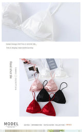 Women's French Style Bra Girl Wrapped Chest Adjustable Shoulder Strap Single Buckle Satin Sexy Tube Top Underwear Lingerie