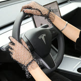 Short Dot Embellished Wedding Veil Performance Gloves for Women Netting Bridal Wedding Gown Polka Dot Gloves Breathable Gloves