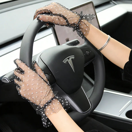 Short Dot Embellished Wedding Veil Performance Gloves for Women Netting Bridal Wedding Gown Polka Dot Gloves Breathable Gloves