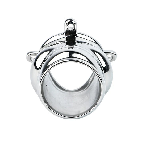 ORALSX Stainless Steel Testicle Pendant Scrotum Locking Ring Male Penis Bondage Rings BDSM Penis Exercise Gay Adult Sex Toys