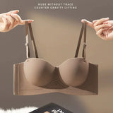 Half Cup of Scarless Suspender Bra Without Steel Rings Gathering Strapless Breasts for Women Adjustable Sexy Scarless Underwear