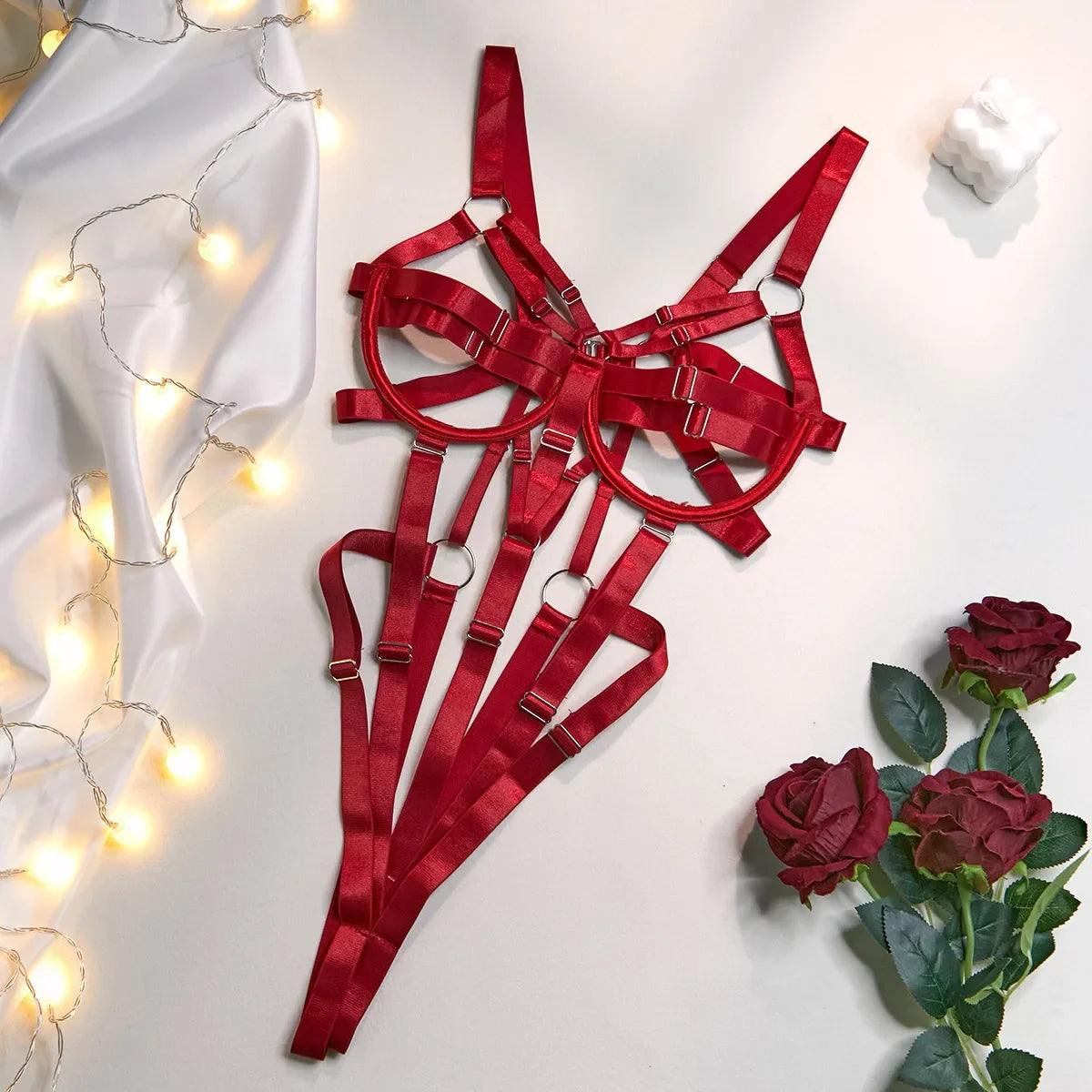 Sexy Hollow Out Bandage Body Harness Belt One Piece Bodysuit Women Erotic Sex Hot Bdsm Lingerie Open Crotch and Breasts