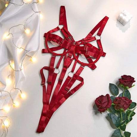 Sexy Hollow Out Bandage Body Harness Belt One Piece Bodysuit Women Erotic Sex Hot Bdsm Lingerie Open Crotch and Breasts