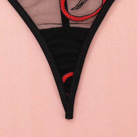 Ellolace Seductive Sexy Lingerie Bra Belt Thong 3PC Set Beautiful Floral Embroidered Intimate Tempted Women Underwear