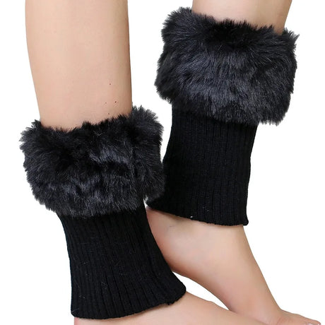Women's Winter New Average Size Short Flip Flop Fur Warm Socks Boot Covers Knitted Wool Leg Warmers Breathable Anti-friction