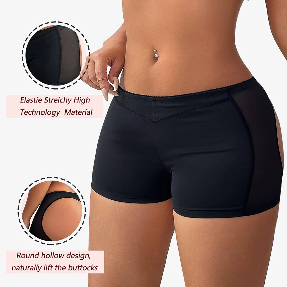 Women's Hollow Sexy Panties Butt Lifter Shapewear Tummy Control Bigger Butt Shaper Sexy Ass Briefs Underwear Nude Black S-3XL