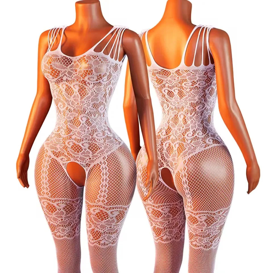 Babydolls Sexy Adult Open Crotch Body Stockings Female Black Women Fishnet Lingerie Underwear Transparent Bodysuit Costumes