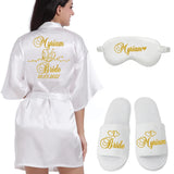 Customized Logo Wedding Date Name Bathrobe Faux Silk Bridal Robe Bride Bridesmaid Wedding Robes Woman Bachelorette Preparewear