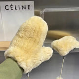 Hot Sale Women's 100% Natural Rabbit Fur Winter Gloves Warm Knit Thick Thermal Mittens Soft Real Fur Outdoor Cold Weather Glove