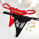 Sexy Customized Name Lace Thong Panties for Women Adjustable Underwear Detachable DIY Letter Personality Valentine's Day Gift