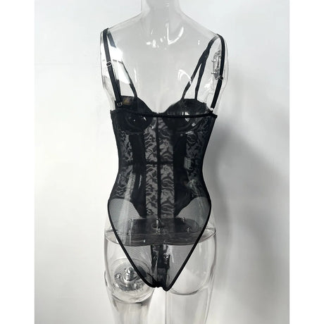 Sexy Lace Bodysuit for Women Bodies Elegant Women's Top 2025 New Summer Solid Bodycon Ribbed Bodysuits