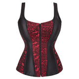 Gothic Corset Top With Straps Sexy Floral Zipper Brocade Overbust Lingerie Burlesque Body Shaper Lace Up Bustier Plus Size