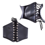 Waist Training 24cm Front Length Tight Lacing Korset for Women Black Leather Underbust Corset Body Shaper