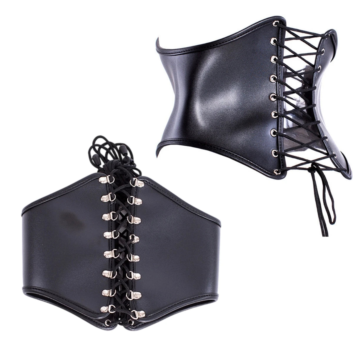 Waist Training 24cm Front Length Tight Lacing Korset for Women Black Leather Underbust Corset Body Shaper