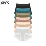 6pcs Women's Seamless Luxury Satin Briefs Mid-Waist Ruffle Mulberry Silk Butt-Lifting Panties Skin-Friendly Crotch, Sexy, Stretchy UnderWear for Women Plus Size