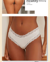 3PCS/Set Sexy Lace Seamless Cotton Brazilian Panties Women Ribbed Intimates Breathable Panties Low Waist Female Cotton Underwear