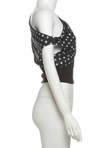 Weird Puss Polka Dots Print T-Shirts Women Summer Trend Skew Collar Off Shoulder Backless Street Fashion Trend Ruched Crop Tops