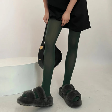Sweet Girls Colorful Elastic Long Hosiery Stockings Women Candy Color Sexy Tights Spring Autumn Warm Velvet Seamless Pantyhose