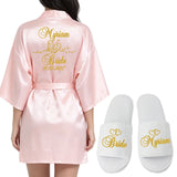 Customized Logo Wedding Date Name Bathrobe Faux Silk Bridal Robe Bride Bridesmaid Wedding Robes Woman Bachelorette Preparewear