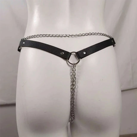18 Leather Bondage Sleepwear Open Crotch Porn PU Garter Belt Lingerie Metal Chain Women Hot Babydoll Dress Strap Leg Sexy Briefs