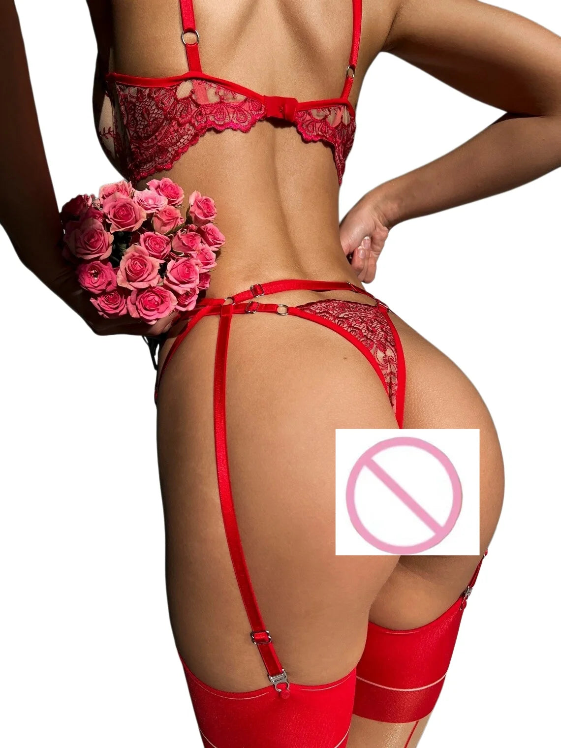 Krasapt New Embroidery 3 Items Sexy Lingerie Set Intimates Porn Female Underwear Uncensored Red Erotic Lingerie Sex Shop