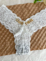 Personalized Text Custom Thong Customization Name Crystal Letters Panties Sexy Lace Underpants for Woman Wife Girlfriend Gift