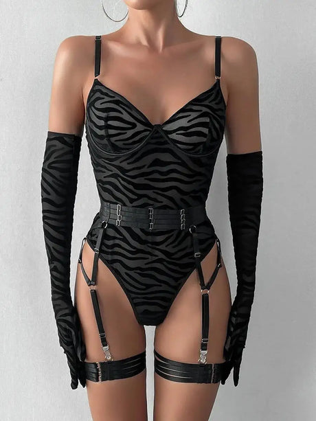 Sexy One Piece Bodysuit Glove Bandage Perspective Mesh Tight Fitting Slim Fit High Strecth Women Rompers Polychrome Fashion RAE3