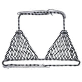 Luxury Sexy Crystal Fashion Tight Chain Nightclub Bikini Bra and Thong Set Women's Shiny Rhinestone Mesh Strap Underwear