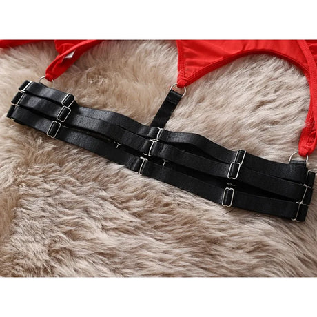 Tornova Sexy Lingerie Set for Women Strap Sexy Lingerie Mesh Splicing Hollow Sexy Lingerie 5-piece Set Halter Underwear Set New