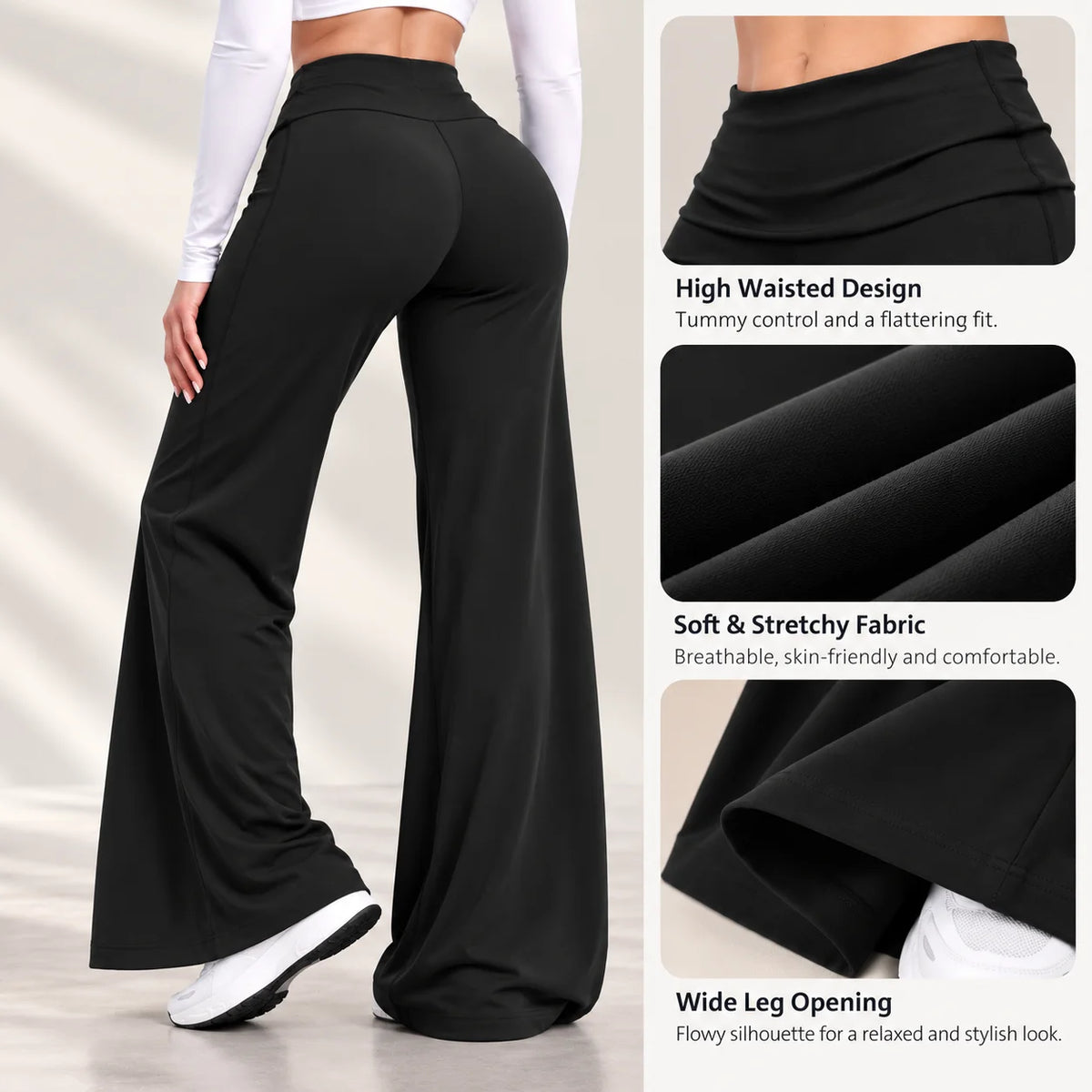 DFXEN LOGO New Women Wide Leg Yoga Pants High Waist Butt Lift Loose Fitness Gym Workout Flare Leggings Casual Sports Trousers
