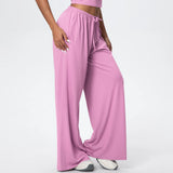 Women Quick Drying Wide Leg Yoga Pants Loose Yoga Pants High Waist With Pockets Fitness Sport Gym Workout Drawstring Full Length