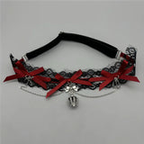 Dark Lolita Red Black Lace Crown Thigh Garter Gothic Bowknot Leg Chain JK Elastic Adjustable Thigh Ring Leg Harness Accessory