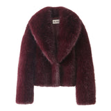Neo Mint Street Fashion Shawl Collar Faux Fox Fur Coat Women 2024 Winter Cool Girls Black Short Fur Jacket Vintage Chic Overcoat