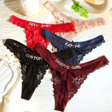 Personalized Rhinestone Letter Lace Thong for Women Custom Name Crystal G-String Panties Sexy Lingerie Gift
