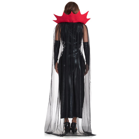 Halloween Witch Vampire Cosplay Costumes For Adult Women Black Sexy Leather Dress Carnival Party Clothes