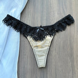 Lady Personalized Custom Thongs Name Crystal Letter T-back Tanga Sexy Women Lace Customized G-String Name Underwear Panties