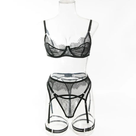 Women's Red Lace Lingerie Set with Underwire Bra High Waist Garter Belt Thong and Thigh Straps Romantic Bedroom Outfit Set 2026