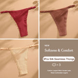 3Pcs/Set Cotton G-String Sexy Women Thong Adjustable Belt Seamless Panties Breathable Low Waist Lingerie Female Soft Solid Color