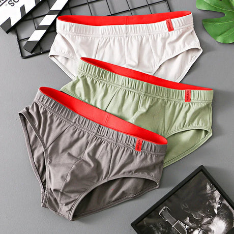 1/3 PCS Solid Cotton Briefs Men's Convex Pouch Panties Youth Fasion Low Rise Breathable Men's Comfortable Underwear Solid Color