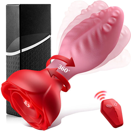 Luxurious Field Remote Control 360° Rotation Tongue Vibrator Rose Butt Plug Prostate Massager Adults Sex Toys for Women Men Gay