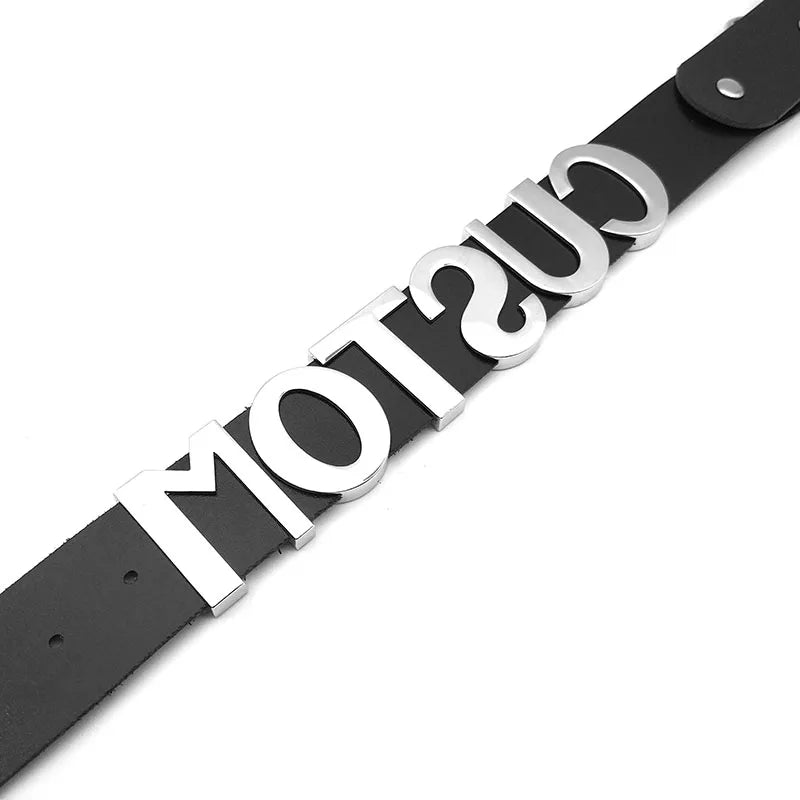 Black Goth Belt PU Customized Letters Choker Necklace Punk Sexy Men Women Personalized Collars Buckle Chocker Cosplay Jewelry
