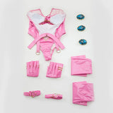 MOBBUNNY  Women Dio Lingerie Heart Cutout Halter Bodysuit with Gloves Leg Rings Cosplay Costume