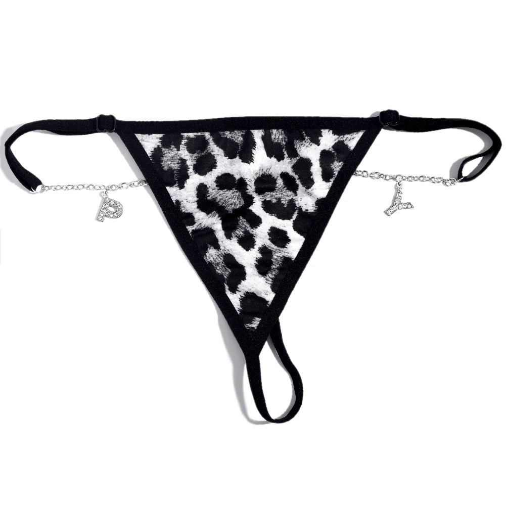 Customize Name Crystal Letters Waist Body Chain for Women Sexy Leopard Underwear Bikini Thong Body Jewelry Valentine's Day Gift