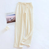100% Cotton Gauze Women Pajamas Polka Dot Print Sleepwear 2025 Spring Female 2 Piece Set Nightwear Lady Pyjamas Loungewear