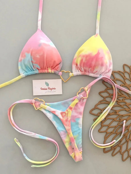 Micro Bikinis 2026 Push Up Women Swimsuit String Swimwear Brazilian Bikini Set Halter Biquini Floral Swimsuit Solid Beachwear