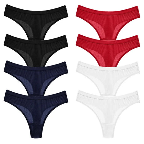 BZEL 8PCS/Set Women's Panties Cotton Thongs Female Simple Breathable Underwear Sexy Lingerie Comfortable Striped Woman G-Strings